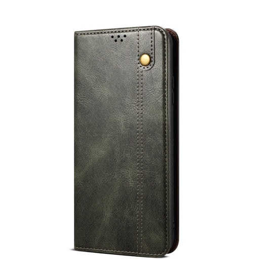 For OPPO Reno7 Pro 5G Simple Wax Crazy Horse Texture Leather Phone Case(Dark Green) by bashfashion