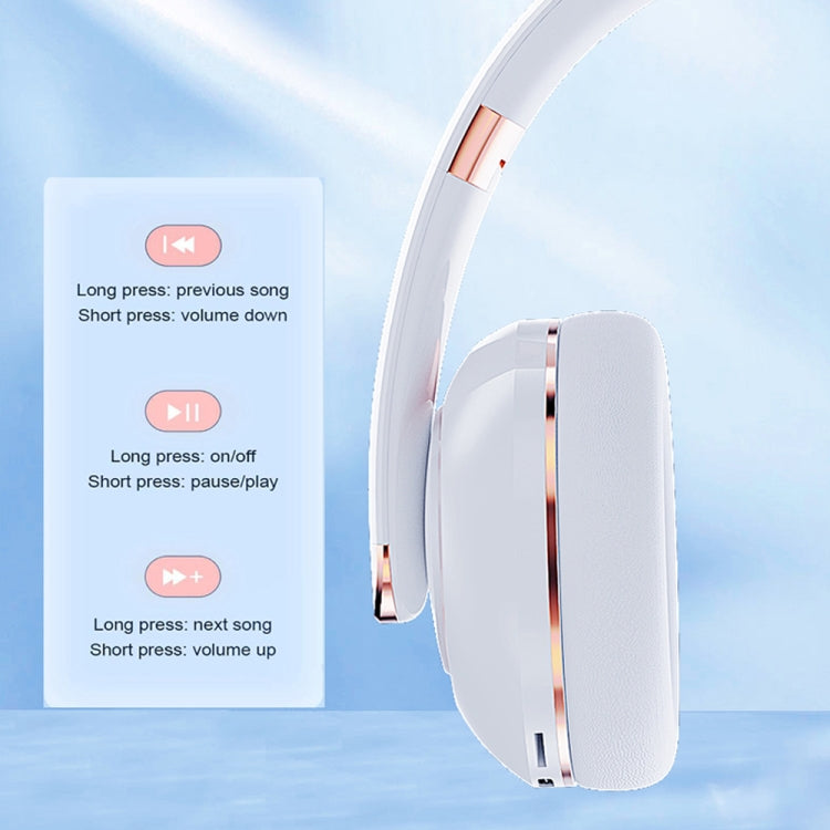 KE22 Folded Noise Reduction Wireless Bluetooth Headphones(White) by bashfashion