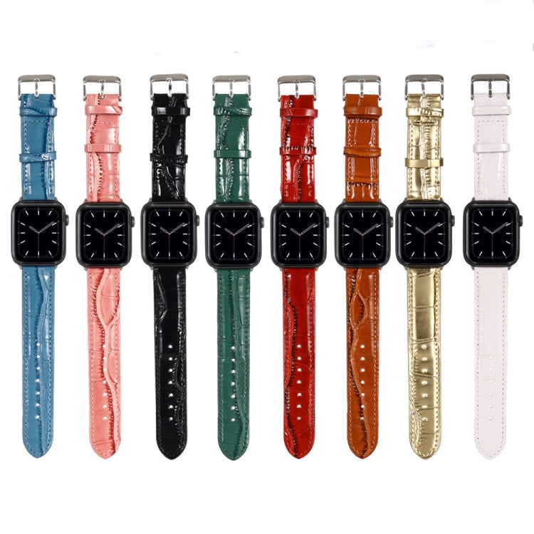 For Apple Watch Series 8&7 41mm / SE 2&6&SE&5&4 40mm / 3&2&1 38mm Crocodile Texture Leather Wrist Strap(Blue) by bashfashion