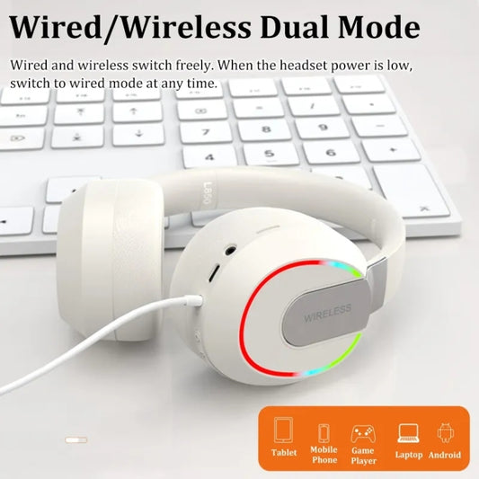 L850 Foldable ENC Noise Reduction Wireless Bluetooth Earphone with Microphone(White) by bashfashion