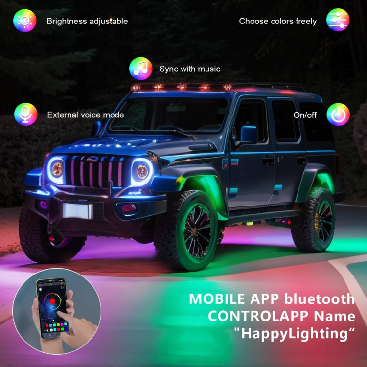 6 in 1 G6 RGB Colorful Car Chassis Light LED Music Atmosphere Light With 24-Button Remote Control by bashfashion