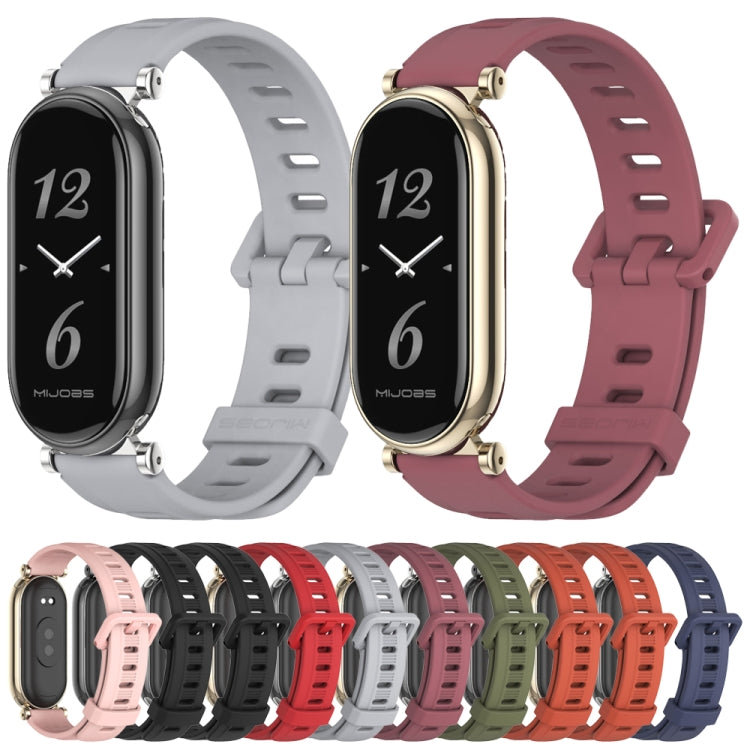 For Xiaomi Smart Band 10 / 9 / 8 Mijobs GT4 Flat Hole Silicone Watch Band(Red Light Gold) by MIJOBS