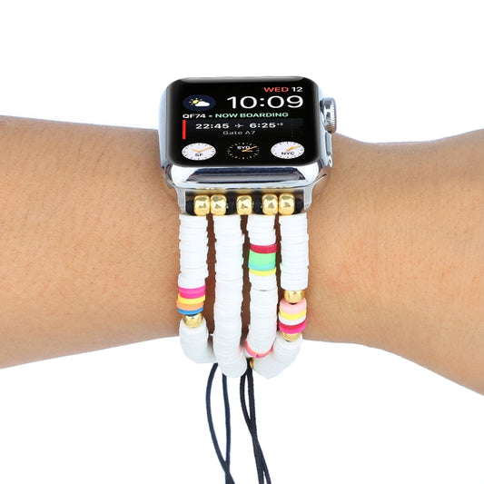 Bohemian Style Soft Ceramic Beaded Strap For Apple Series 7 41mm / 6 & SE & 5 & 4 40mm / 3 & 2 & 1 38mm(White) by bashfashion