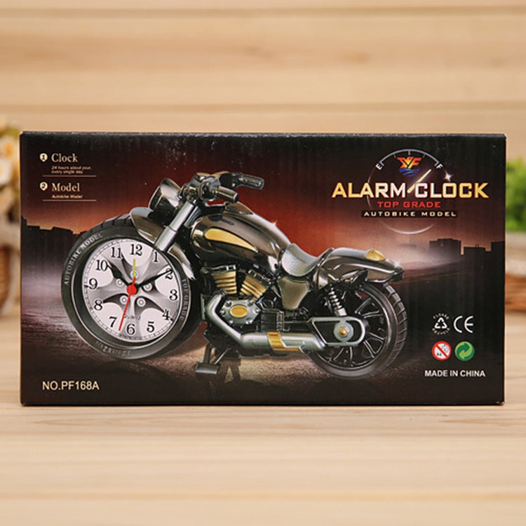 Cartoon Motorcycle Alarm Clock Bedroom Plastic Pointer Alarm Clock, Size: 23*13*6cm(Black, Gold) by bashfashion