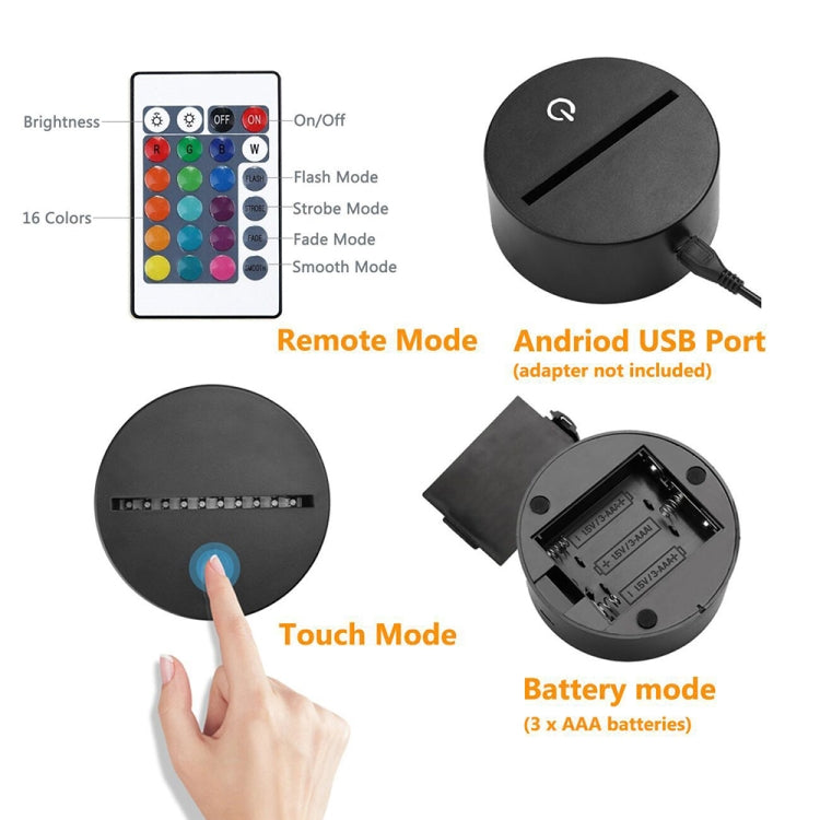 Surf Riding Shape 3D Colorful LED Vision Light Table Lamp, 16 Colors Remote Control Version by bashfashion