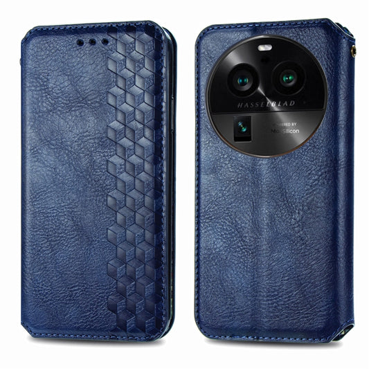 For OPPO Find X6 Pro Cubic Grid Pressed Magnetic Leather Phone Case(Blue) by bashfashion