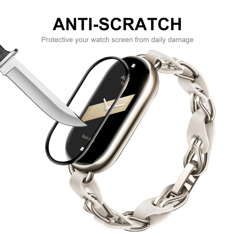 For Xiaomi Mi Band 8 ENKAY Hat-Prince 2 in 1 Set Full Coverage Screen Protector + Elastic Braided Nylon Watch Band(Colorful Black) by ENKAY