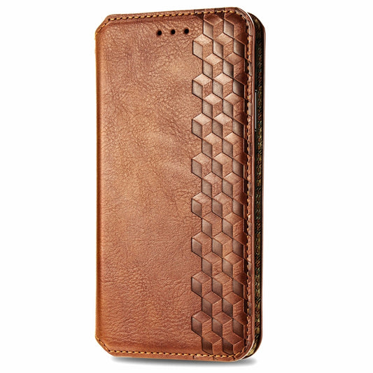 For Samsung Galaxy M14 4G Cubic Grid Pressed Magnetic Leather Phone Case(Brown) by bashfashion