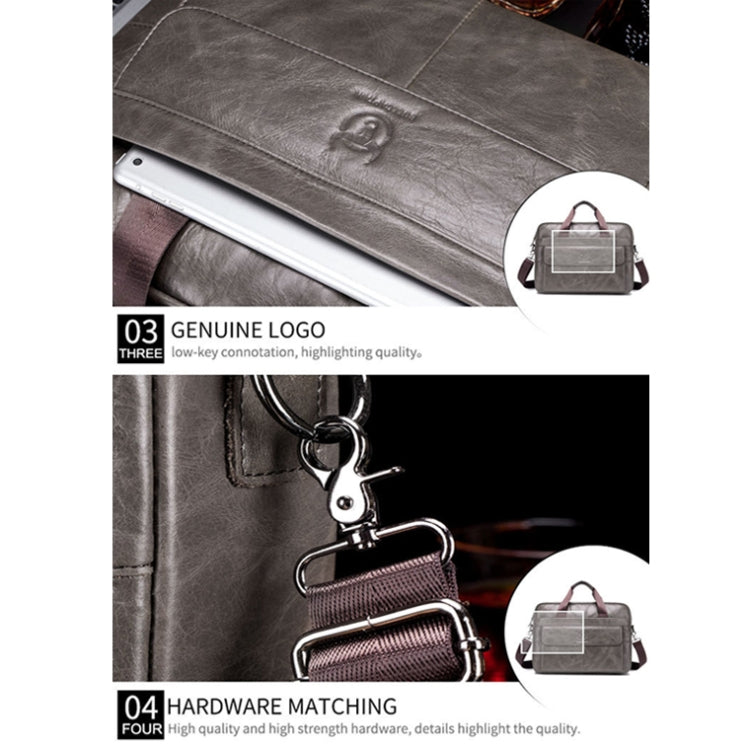 BULL CAPTAIN 046 Men Leather Briefcase First-Layer Cowhide Computer Handbag(Brown) by BULL CAPTAIN