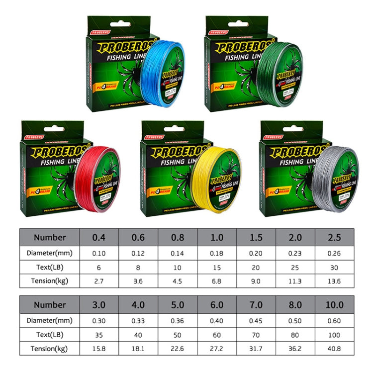 2 PCS PROBEROS 4 Edited 100M Strong Horse Fish Line, Line number: 1.5 / 20LB(Yellow) by PROBEROS