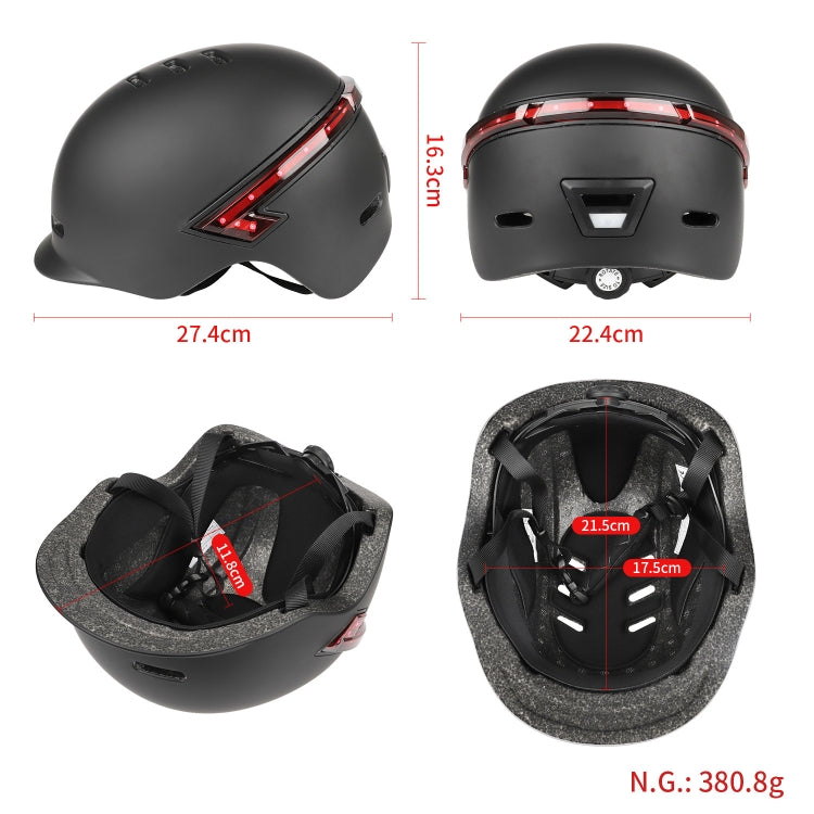 Cycling Helmet Ultralight Bicycle Helmet with Warning Light Remote Control(Black) by bashfashion
