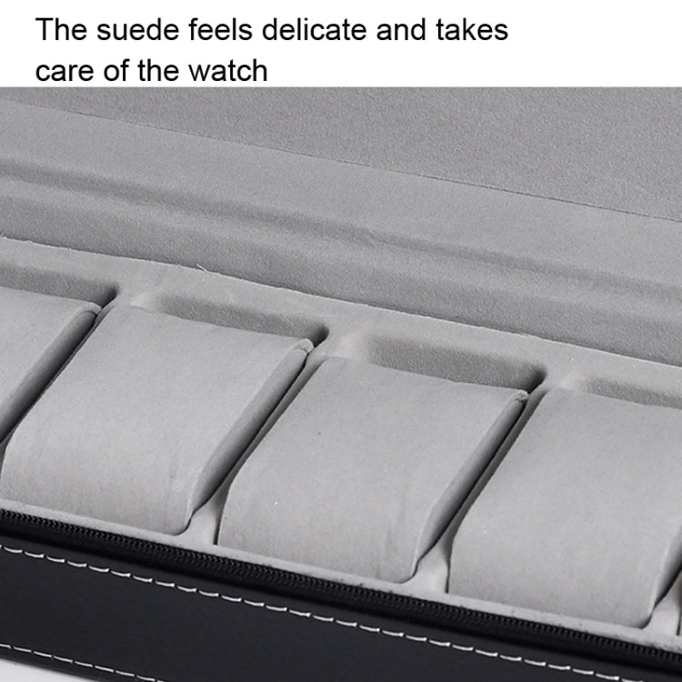 6 Bit Zipper Watch Box Storage Display Box PU Zipper Bag Watch Box(Black) by bashfashion