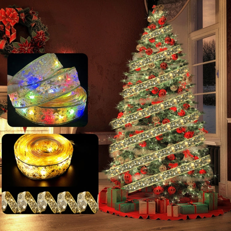 Christmas LED Lights Bronzing Double Ribbon String Lights, Specification: 5m(Gold Warm Light) by bashfashion