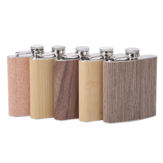 6oz Wood Leather Hip Flask Stainless Steel Whiskey Wine Alcohol Flagon(Style 4) by bashfashion