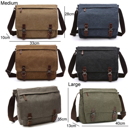 Versatile Canvas Shoulder Messenger Bag Business Computer Bag, Color: Dark Blue Large by bashfashion