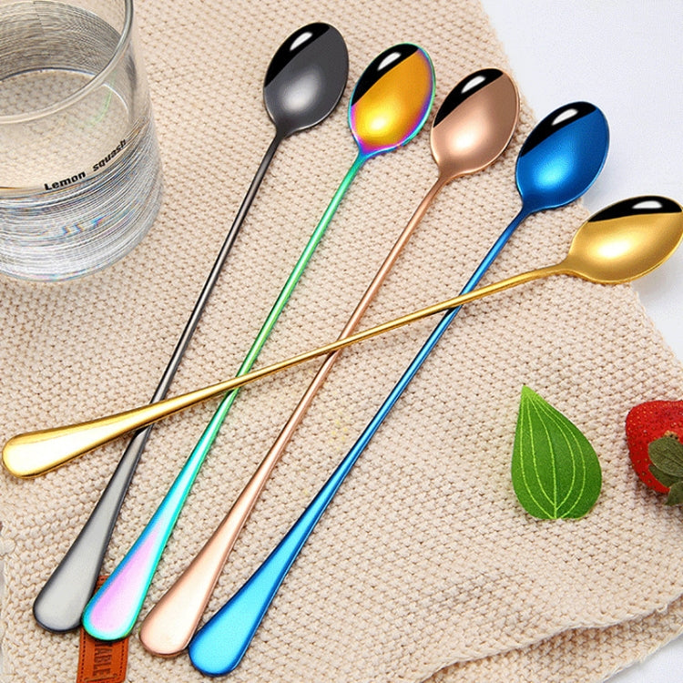 304 Stainless Steel Long Handle Thickened Pointed Spoon Coffee Ice Drink Mixing Spoon, Color: Colorful by bashfashion