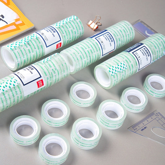 12 Rolls Width 1.2cm x Length 12.8m Deli Small High Viscosity Office Transparent Tape Student Stationery Tape by Deli