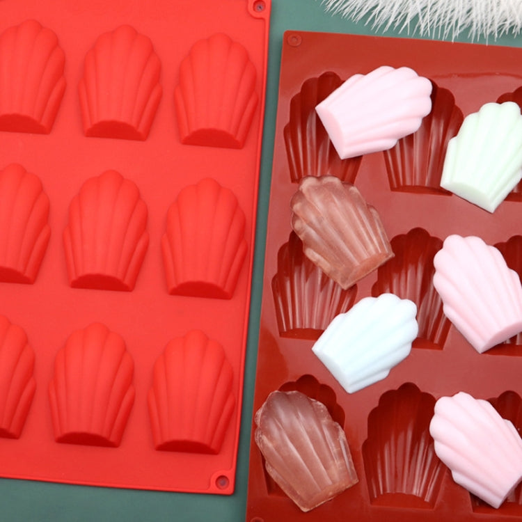 9 Grids Shells Silicone Baking Molds DIY Handmade Soap Mould(Brick Red) by bashfashion