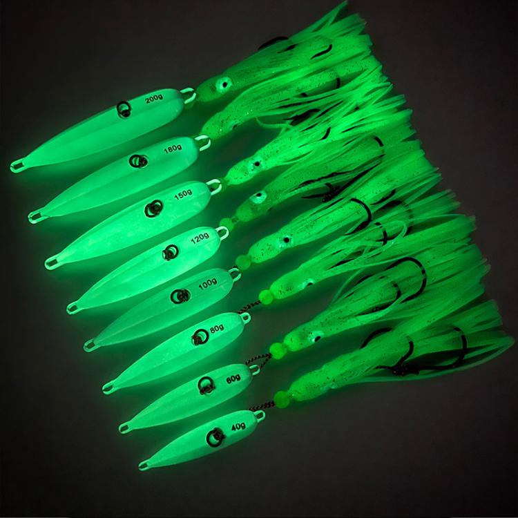 120G PROBEROS LF159 Luminous Bearded Squid Hook Slow Cranking Road Runner Iron Plate Bionic False Bait(C) by PROBEROS