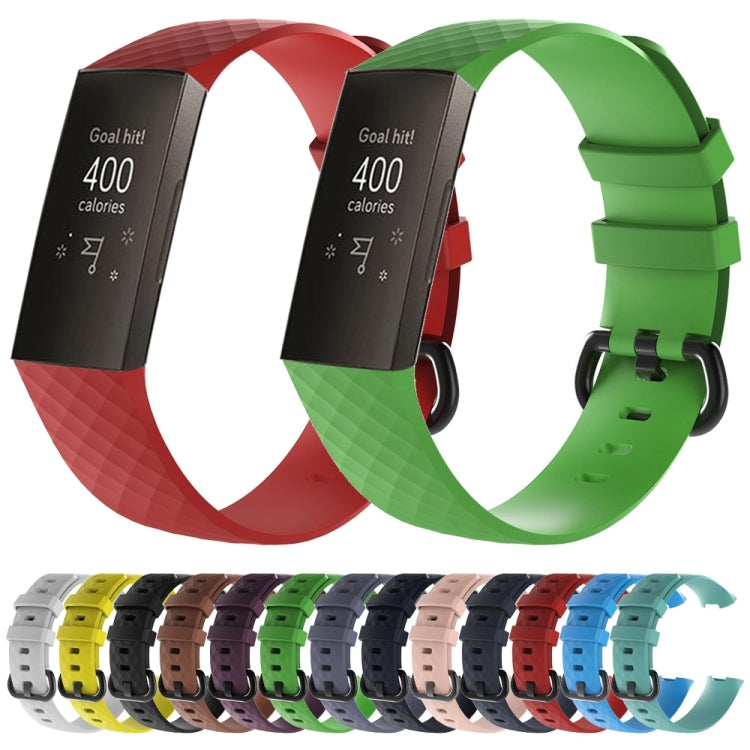 Diamond Pattern Silicone Watch Band for Fitbit Charge 3, Size: 210x18mm(White) by bashfashion