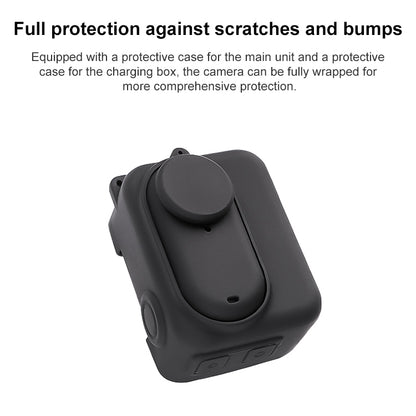 For Insta360 GO 3 Camera Body Charging Case Silicone Case with Lens Cap & Strap (Black) by bashfashion
