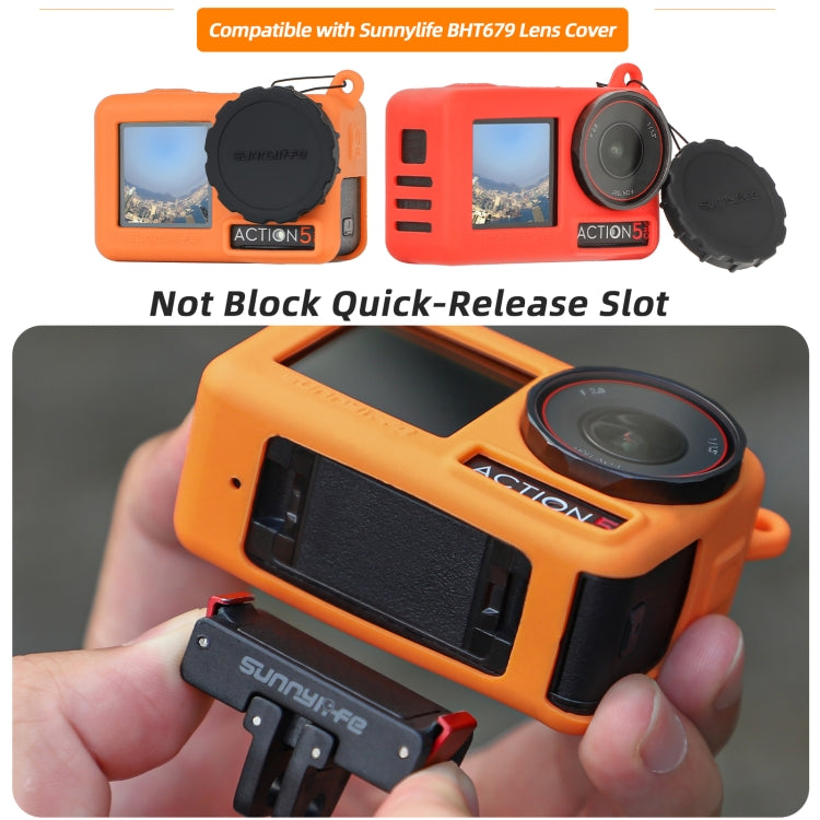 For DJI Osmo Action 5 Pro Sunnylife Silicone Protective Case Scratch-proof Camera Cover with Lanyard (Orange) by Sunnylife