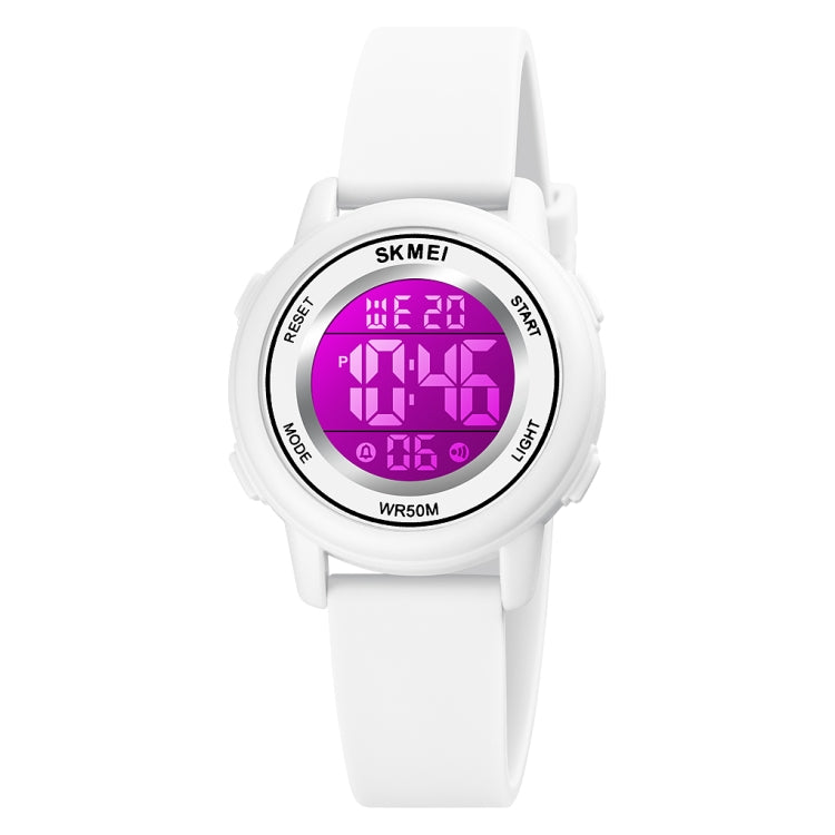 SKMEI 1721 Triplicate Round Dial LED Digital Display Luminous Silicone Strap Electronic Watch(White) by SKMEI