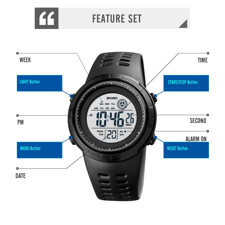 SKMEI 1773 Triplicate Round LED Dual Time Digital Display Colorful Backlight Electronic Watch(Black White) by SKMEI