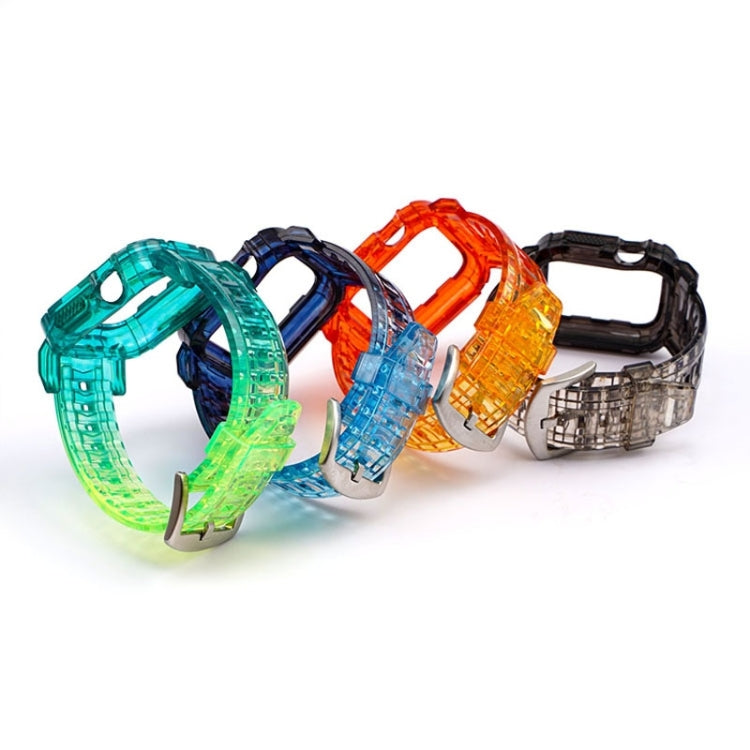 Gradient TPU Integrated Case Strap For Apple Watch Series 9 / 8 / 7 45mm / 6 / 5 / 4 / Watch SE 44mm / Watch 42mm(Turquoise - Silver Buckle) by bashfashion