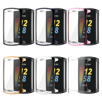 For Fitbit Charge 5 Full Coverage TPU Electroplating Protective Case Cover(Transparent White) by bashfashion