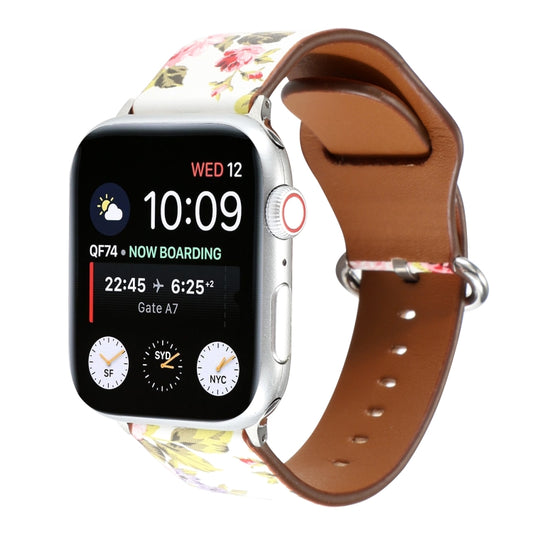 For Apple Watch Series 7 41mm / 6 & SE & 5 & 4 40mm / 3 & 2 & 1 38mm Floral Strap Watch Band(White Pink) by bashfashion
