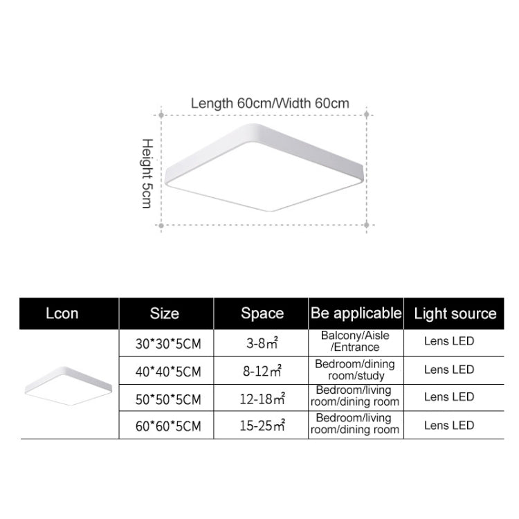 Macaron LED Square Ceiling Lamp, Stepless Dimming, Size:50cm(Pink) by bashfashion