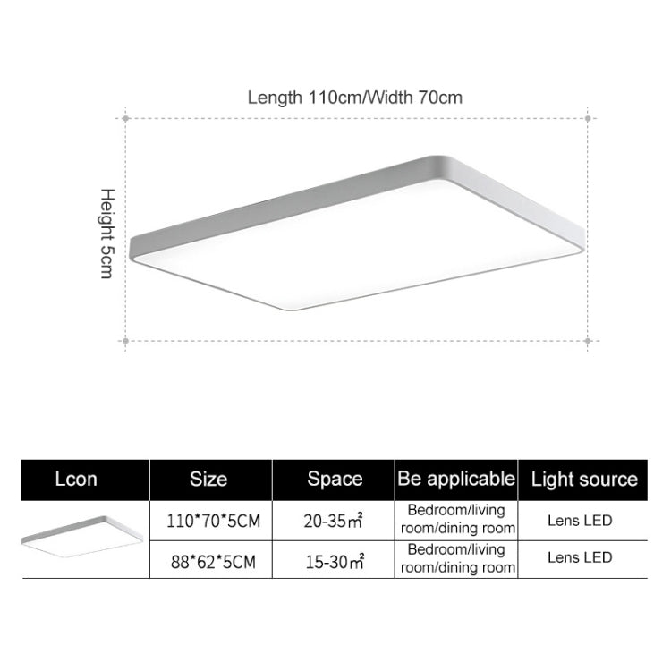 Macaron LED Rectangle Ceiling Lamp, White Light, Size:110x70cm(Blue) by bashfashion