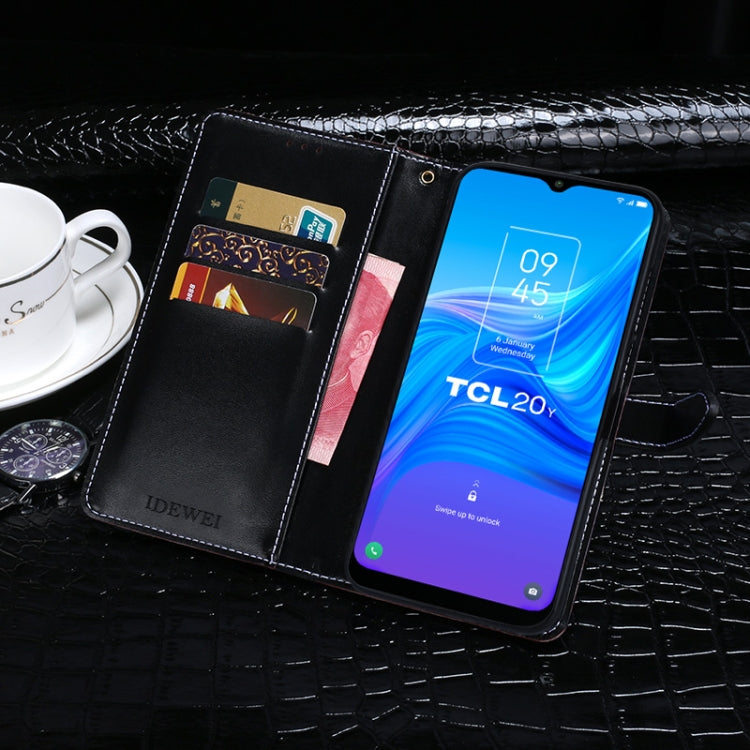 For TCL 20Y idewei Crocodile Texture Horizontal Flip Leather Phone Case(Black) by idewei