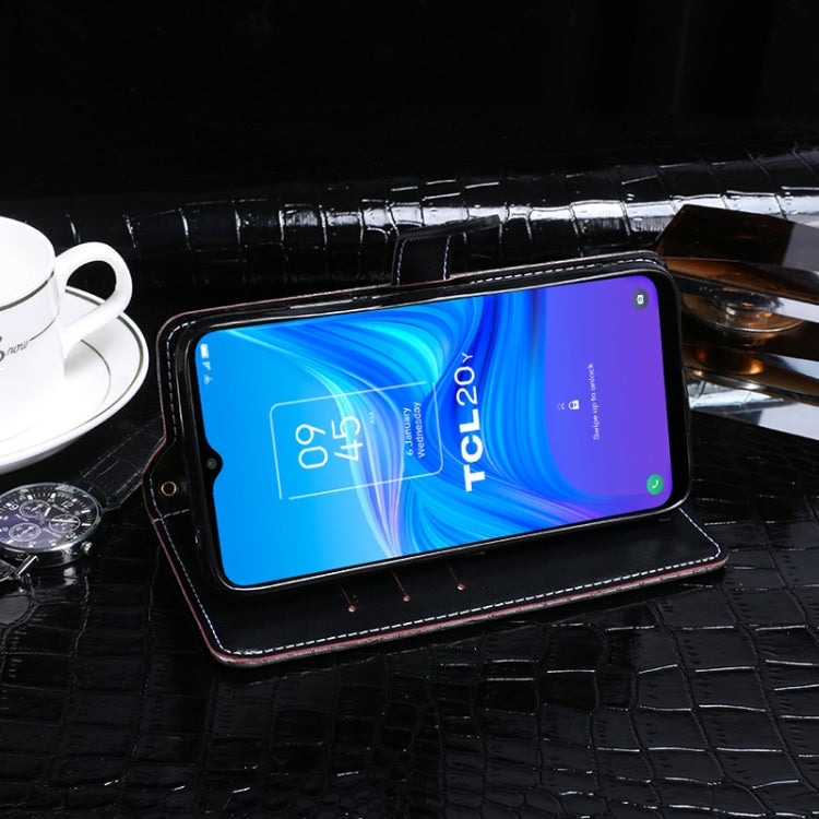 For TCL 20Y idewei Crocodile Texture Horizontal Flip Leather Phone Case(Black) by idewei