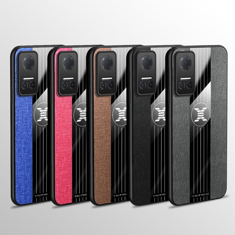 For Honor Play6T XINLI Stitching Cloth Textue TPU Phone Case with Ring Holder(Blue) by XINLI