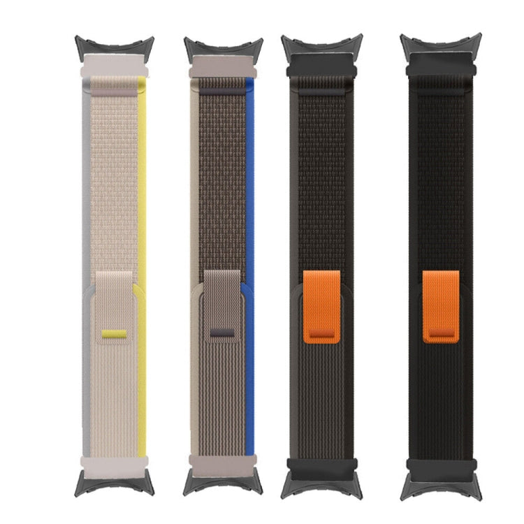 For Google Pixel Watch Loop Black Connector Nylon Watch Band(Beige White) by bashfashion