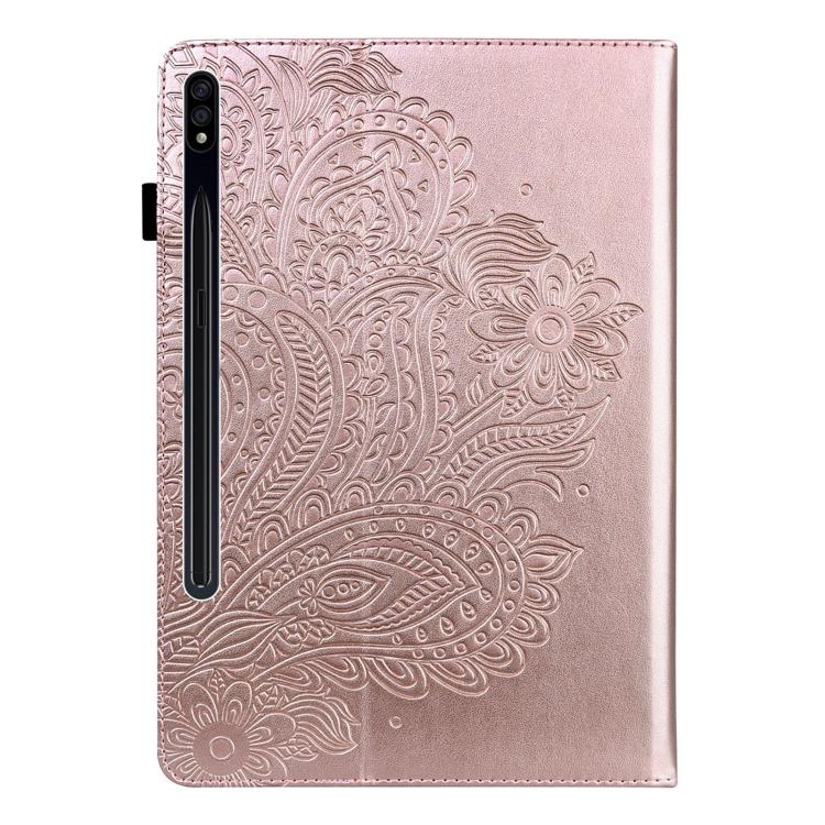 For Samsung Galaxy Tab S10+ / S9+ Peacock Embossed Pattern Leather Tablet Case(Rose Gold) by bashfashion
