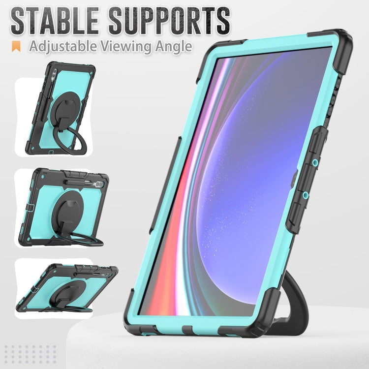 For Samsung Galaxy Tab S10 Ultra D Type Silicone Hybrid PC Tablet Case with Handle Holder(Light Blue PC) by bashfashion
