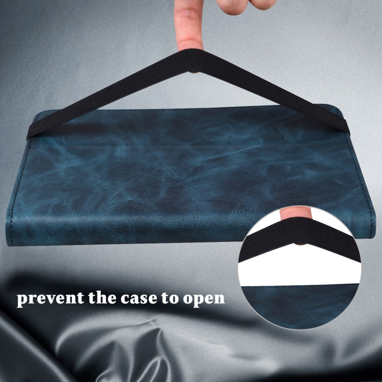 For Samsung Galaxy Tab A9 Solid Color Stripe Embossed Leather Tablet Case(Blue) by bashfashion