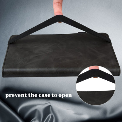 For Samsung Galaxy Tab A9+ Solid Color Stripe Embossed Leather Tablet Case(Black) by bashfashion