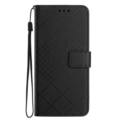 For iPhone SE 2024 Rhombic Grid Texture Leather Phone Case(Black) by bashfashion