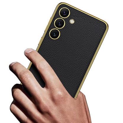 For Samsung Galaxy S24 5G GKK Plating TPU + Leather Full Coverage Phone Case(Black) by GKK