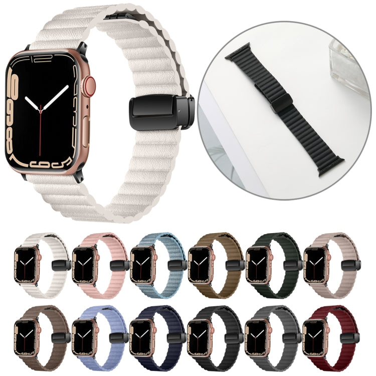 For Apple Watch Series 3 42mm Water Ripple Magnetic Folding Buckle Watch Band, Style: Bold Version(Black) by bashfashion