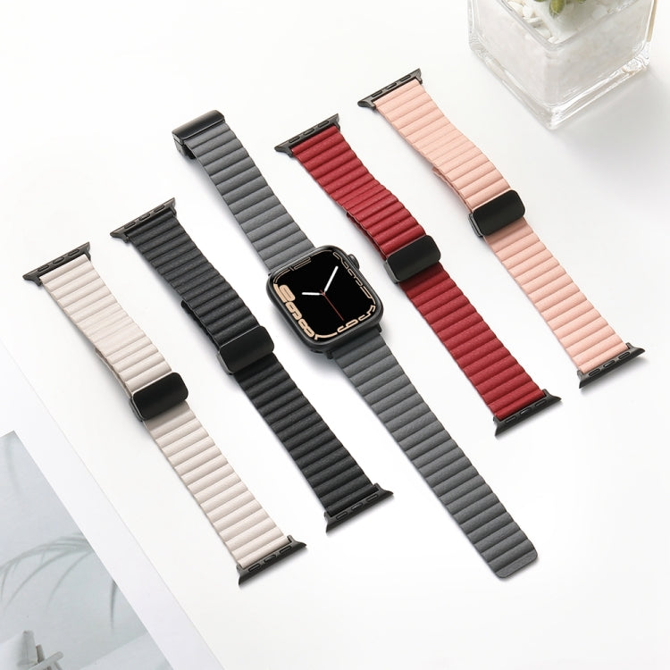 For Apple Watch Series 5 44mm Water Ripple Magnetic Folding Buckle Watch Band, Style: Bold Version(Black) by bashfashion