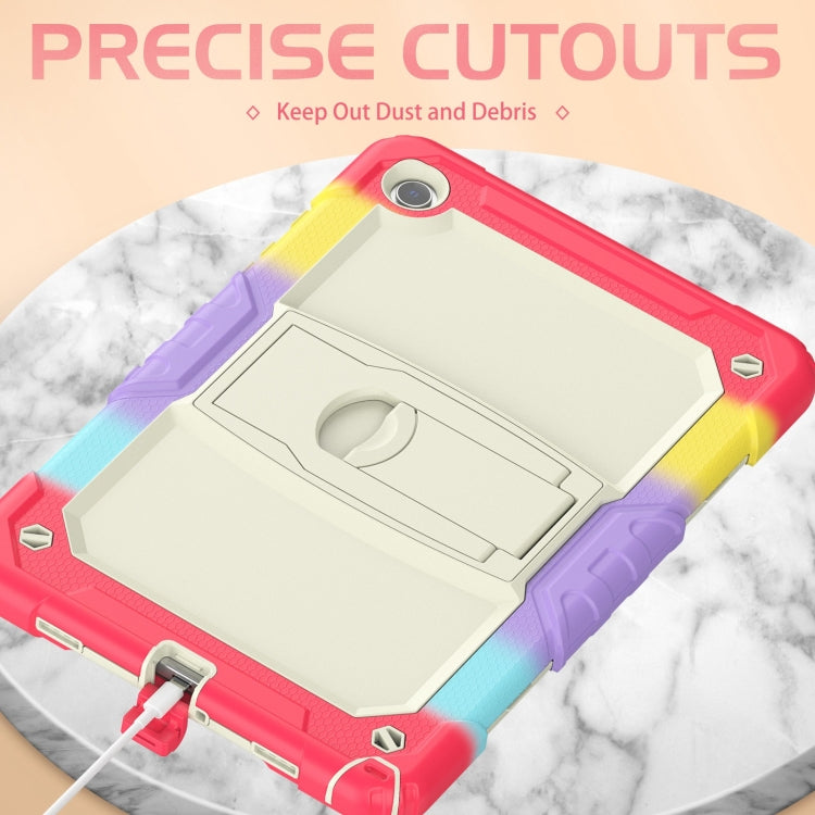 For Samsung Galaxy Tab A11+ / A9+ Silicone Hydric PC Tablet Case with Shoulder Strap & Holder(Colorful Red) by bashfashion