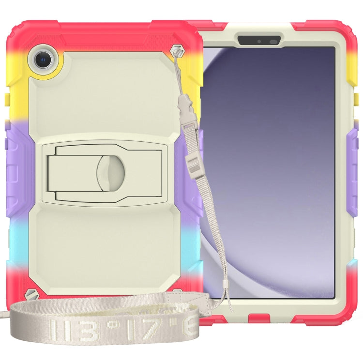 For Samsung Galaxy Tab A11+ / A9+ Silicone Hydric PC Tablet Case with Shoulder Strap & Holder(Colorful Red) by bashfashion