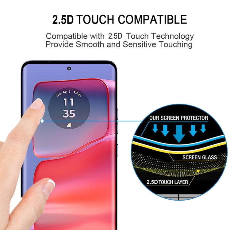 For Motorola Edge 50 Pro Edge Glue 9H HD 3D Curved Edge Tempered Glass Film(Black) by bashfashion