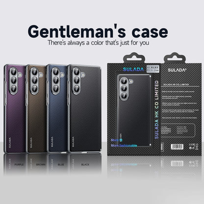 For Samsung Galaxy Z Fold5 SULADA 600D Kevlar Texture PC Shockproof Phone Case(Blue) by SULADA