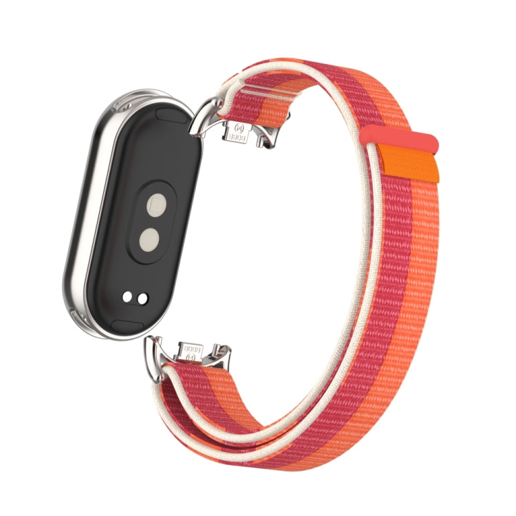 For Xiaomi Smart Band 9 / 8 Metal Connector + Loop Nylon Hook and Loop Fastener Watch Band(Peony) by bashfashion